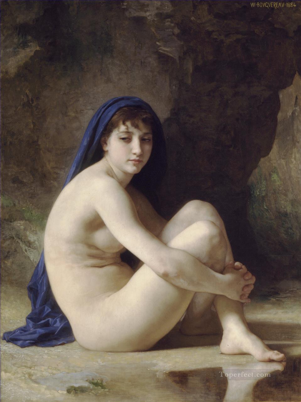 Baigneuse accroupie William Adolphe Bouguereau nude Oil Paintings